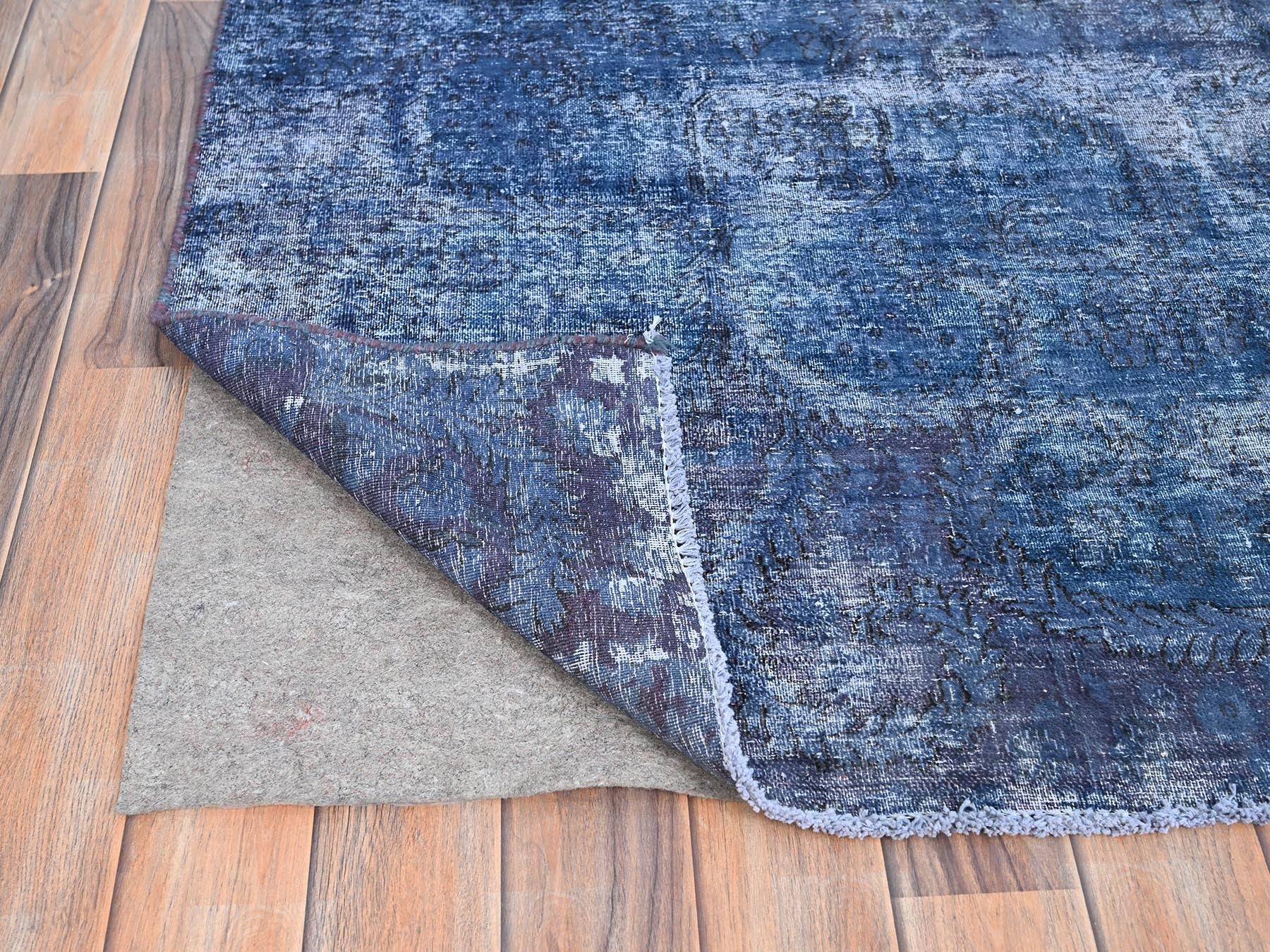 Kerman Vintage hand-knotted wool rug in Overdyed & Blue, 8'3" x 10'9" — SKU O086112 (view 4)