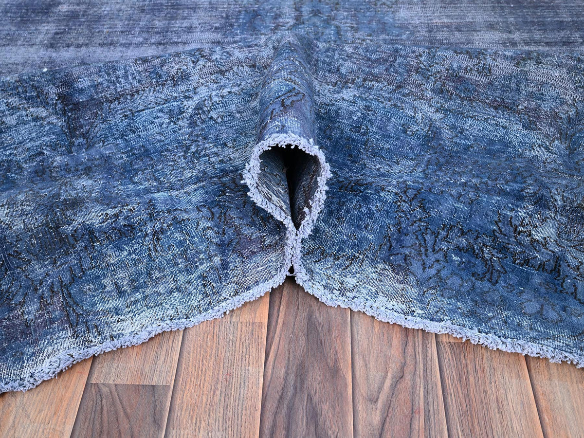 Kerman Vintage hand-knotted wool rug in Overdyed & Blue, 8'3" x 10'9" — SKU O086112 (view 5)