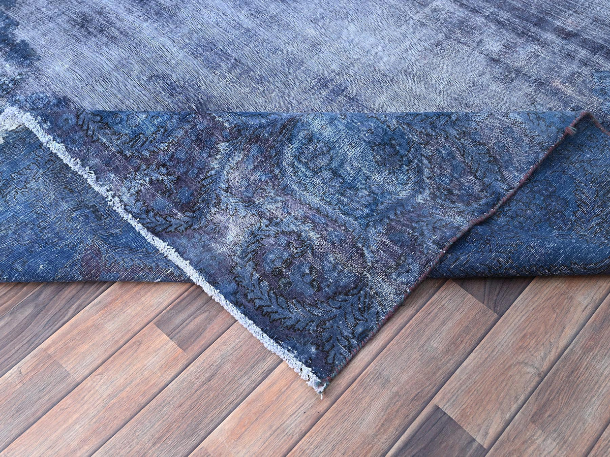 Kerman Vintage hand-knotted wool rug in Overdyed & Blue, 8'3" x 10'9" — SKU O086112 (view 6)