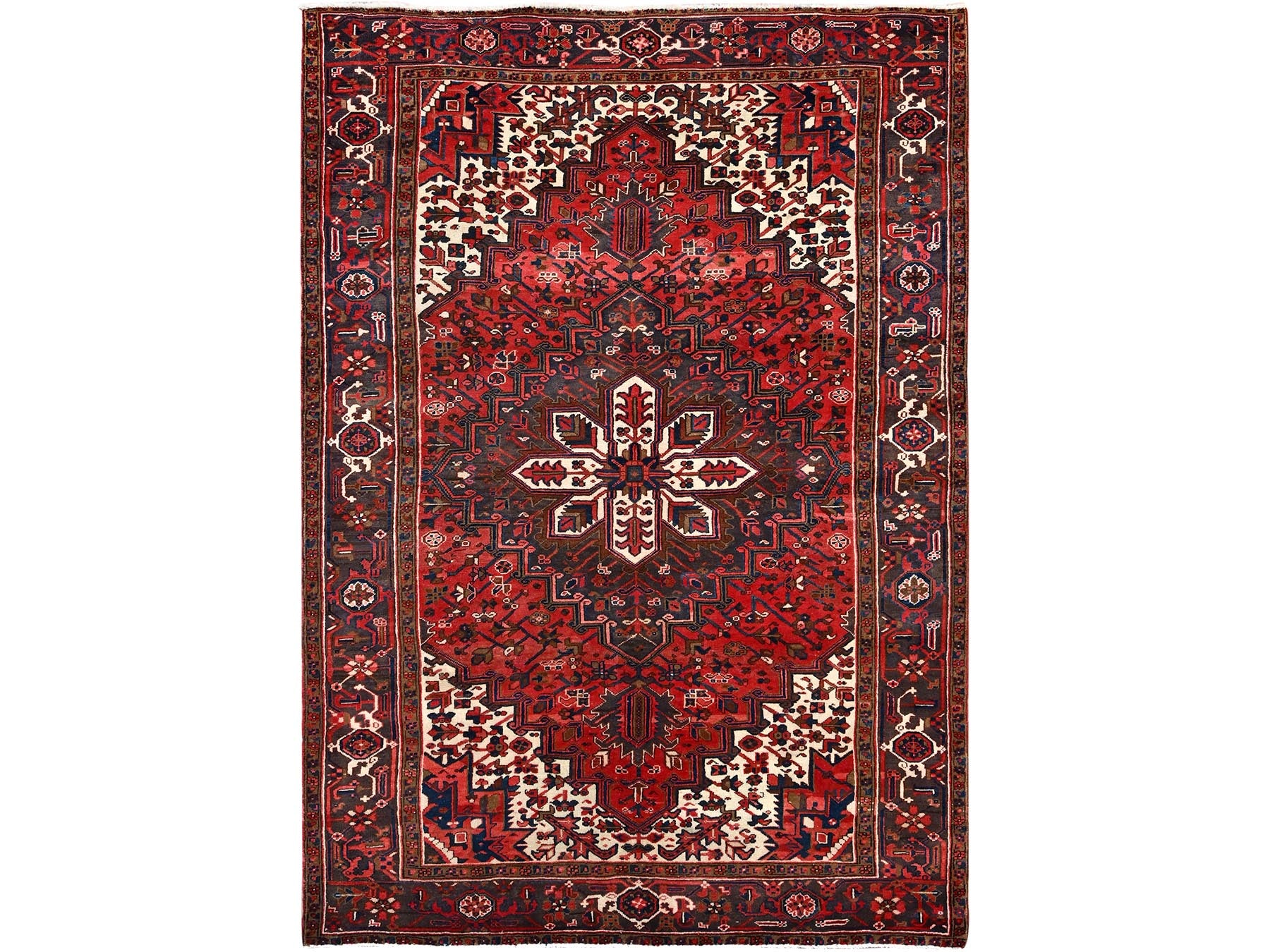 Heriz Heriz hand-knotted wool rug in Red & Black, 6'8" x 9'5" — SKU O086153