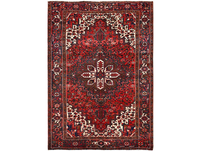Red 6'8" x 9'5" Traditional Hand knotted Wool Rug - Sku: O086153