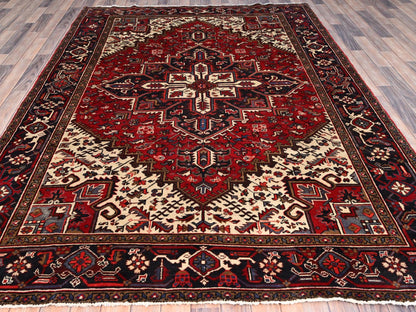 Heriz Heriz hand-knotted wool rug in Red & Black, 6'8" x 9'5" — SKU O086153 (view 2)