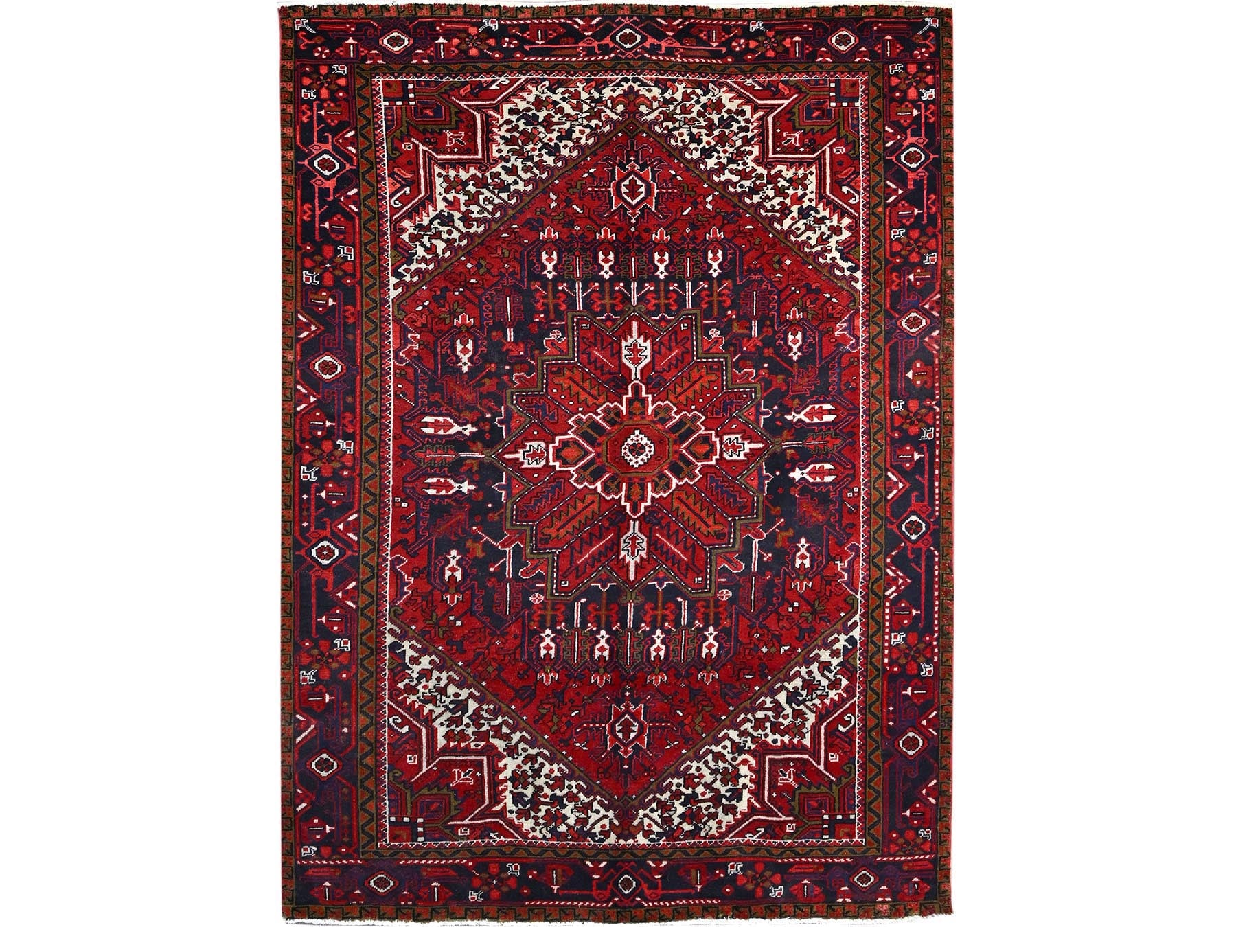 Heriz Heriz hand-knotted wool rug in Red & Blue, 7'1" x 9'6" — SKU O086174