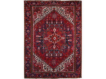 Heriz Heriz hand-knotted wool rug in Red & Blue, 7'1" x 9'6" — SKU O086174