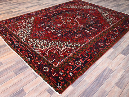 Heriz Heriz hand-knotted wool rug in Red & Blue, 7'1" x 9'6" — SKU O086174 (view 3)