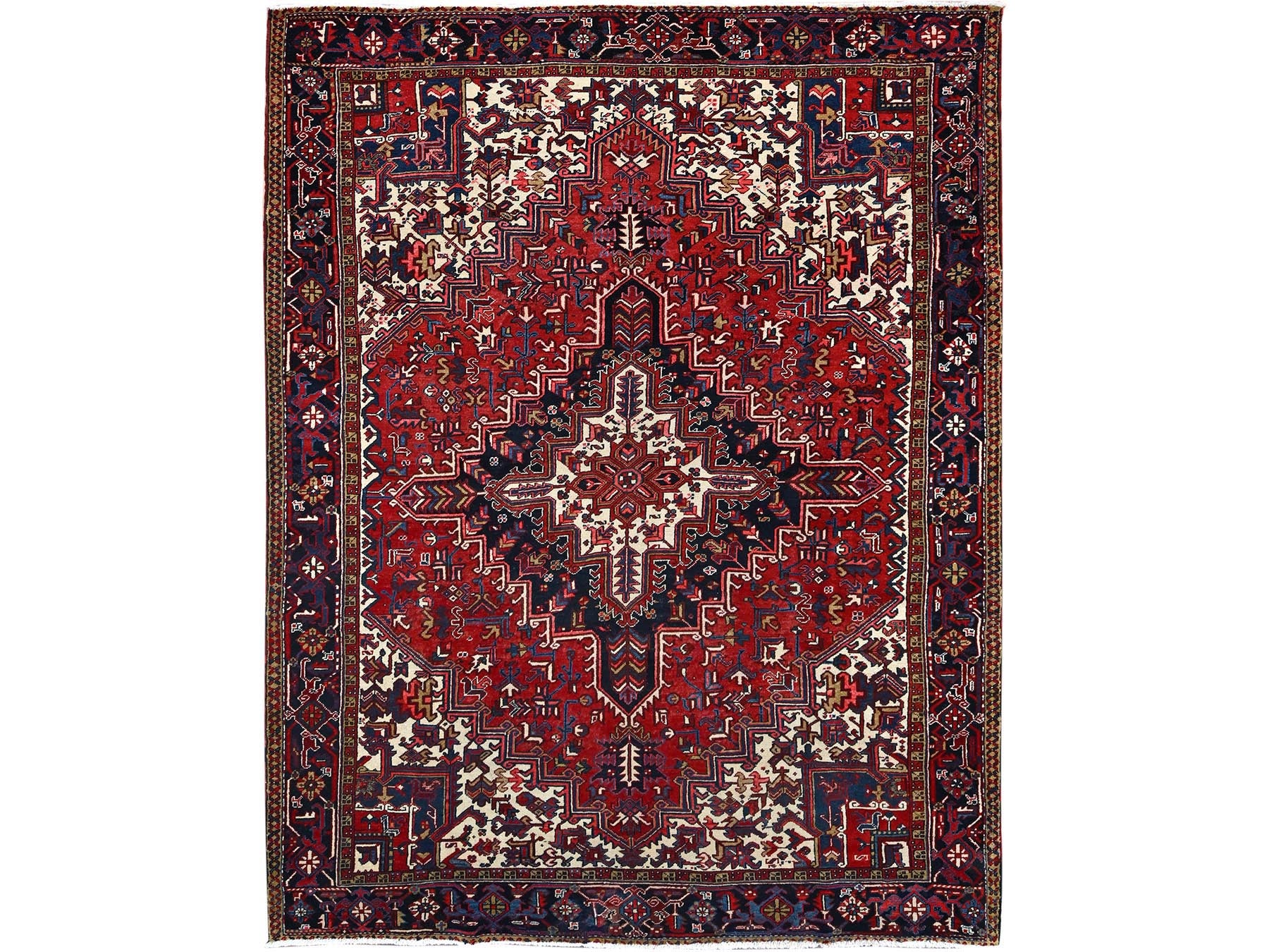Heriz Heriz hand-knotted wool rug in Red & Blue, 8'11" x 11'3" — SKU O086177