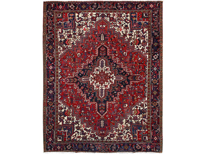 Heriz Heriz hand-knotted wool rug in Red & Blue, 8'11" x 11'3" — SKU O086177