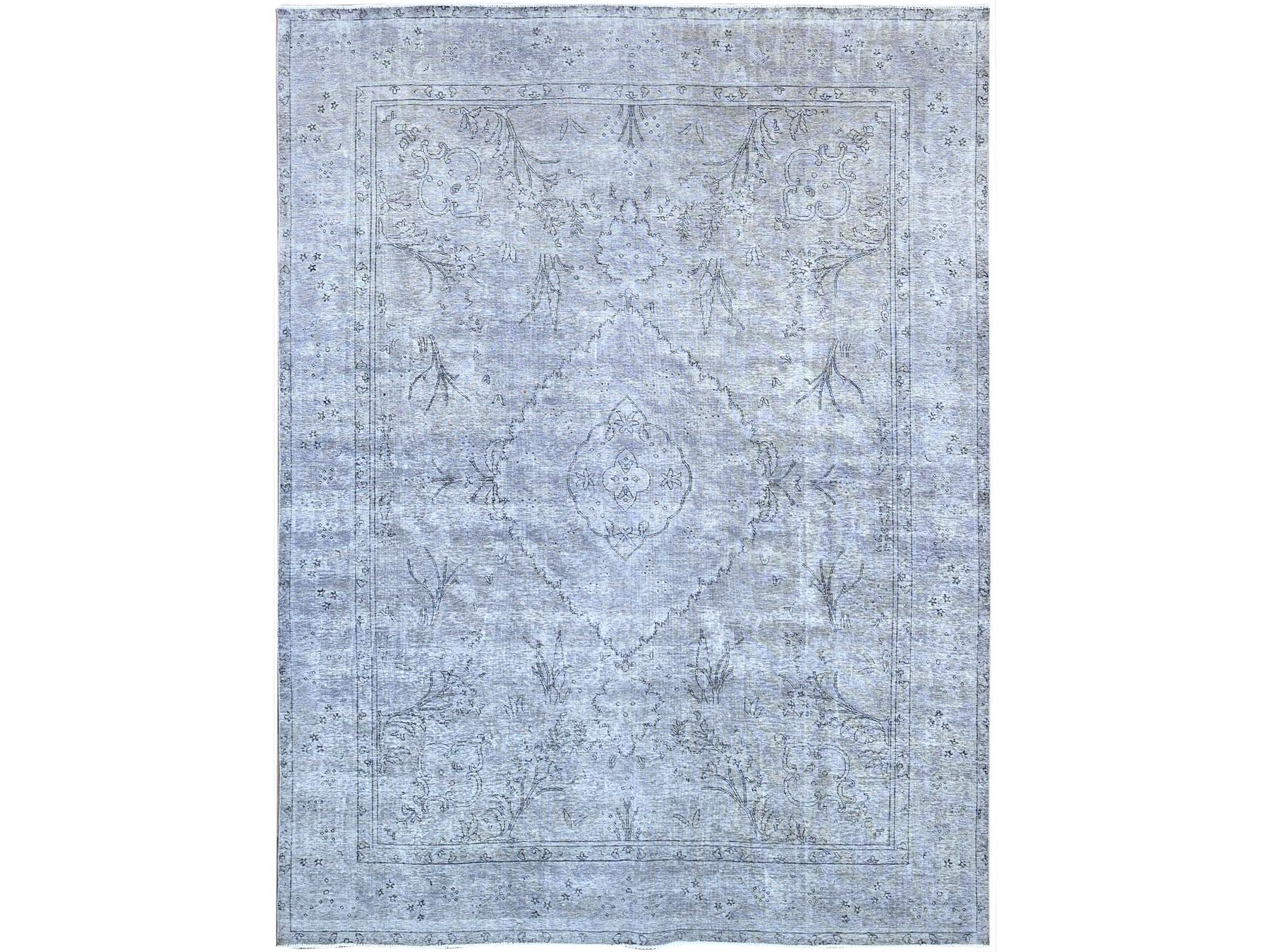 Tabriz Vintage hand-knotted wool rug in Gray, 9'6" x 12'4" — SKU O086193