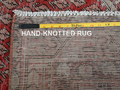 Sarouk Vintage hand-knotted wool rug in Red & Ivory, 3'10" x 6'1" — SKU O0861 (view 7)