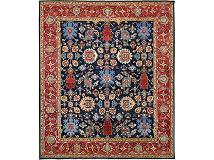 Blue 8'2" x 9'7" Heriz Hand knotted Wool Rug - Sku: O086200