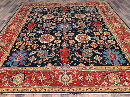 Blue 8'2" x 9'7" Heriz Hand knotted Wool Rug - Sku: O086200