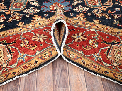 Blue 8'2" x 9'7" Heriz Hand knotted Wool Rug - Sku: O086200