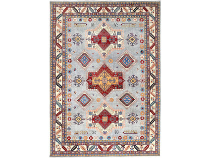 Kazak Kazak hand-knotted wool rug in Gray & Ivory, 9'10" x 13'8" — SKU O086213