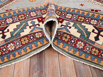 Grey 9'10" x 13'8" Tribal Hand knotted Wool Rug - Sku: O086213