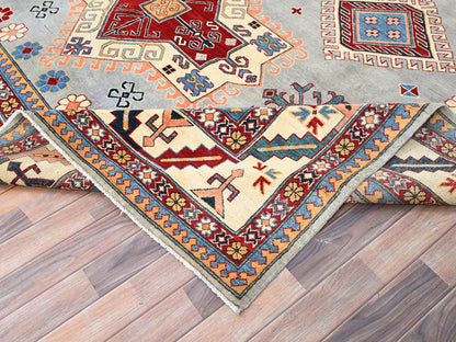 Kazak Kazak hand-knotted wool rug in Gray & Ivory, 9'10" x 13'8" — SKU O086213 (view 6)