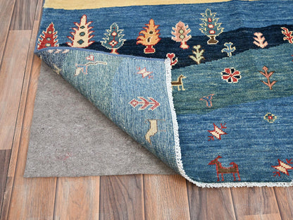 Blue 8'0" x 9'7" Tribal & Geometric Hand knotted Wool Rug - Sku: O086214