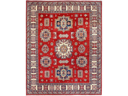 Red 8'2" x 10'0" Tribal Hand knotted Wool Rug - Sku: O086216