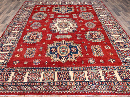 Red 8'2" x 10'0" Tribal Hand knotted Wool Rug - Sku: O086216