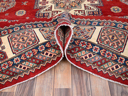 Red 8'2" x 10'0" Tribal Hand knotted Wool Rug - Sku: O086216