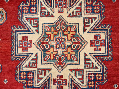 Red 8'2" x 10'0" Tribal Hand knotted Wool Rug - Sku: O086216
