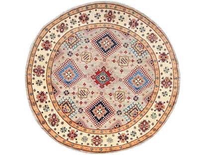 Brown 7'10" x 7'10" Kazak Hand knotted Wool Rug - Sku: O086220