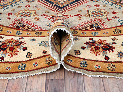Brown 7'10" x 7'10" Kazak Hand knotted Wool Rug - Sku: O086220