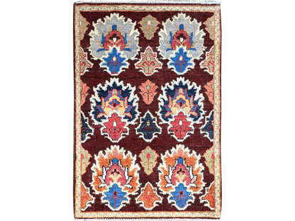 Brown 2'0" x 2'11" Kazak Hand knotted Wool Rug - Sku: O086225