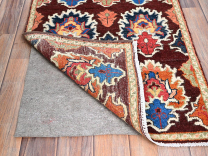 Brown 2'0" x 2'11" Kazak Hand knotted Wool Rug - Sku: O086225