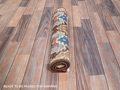 Brown 2'0" x 2'11" Kazak Hand knotted Wool Rug - Sku: O086225