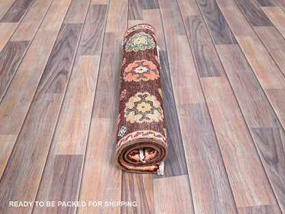 Brown 2'0" x 2'10" Kazak Hand knotted Wool Rug - Sku: O086241