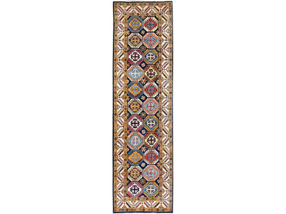 Blue 2'7" x 9'6" Kazak Hand knotted Wool Rug - Sku: O086248