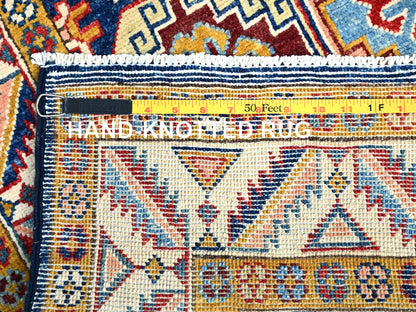 Blue 2'7" x 9'6" Kazak Hand knotted Wool Rug - Sku: O086248