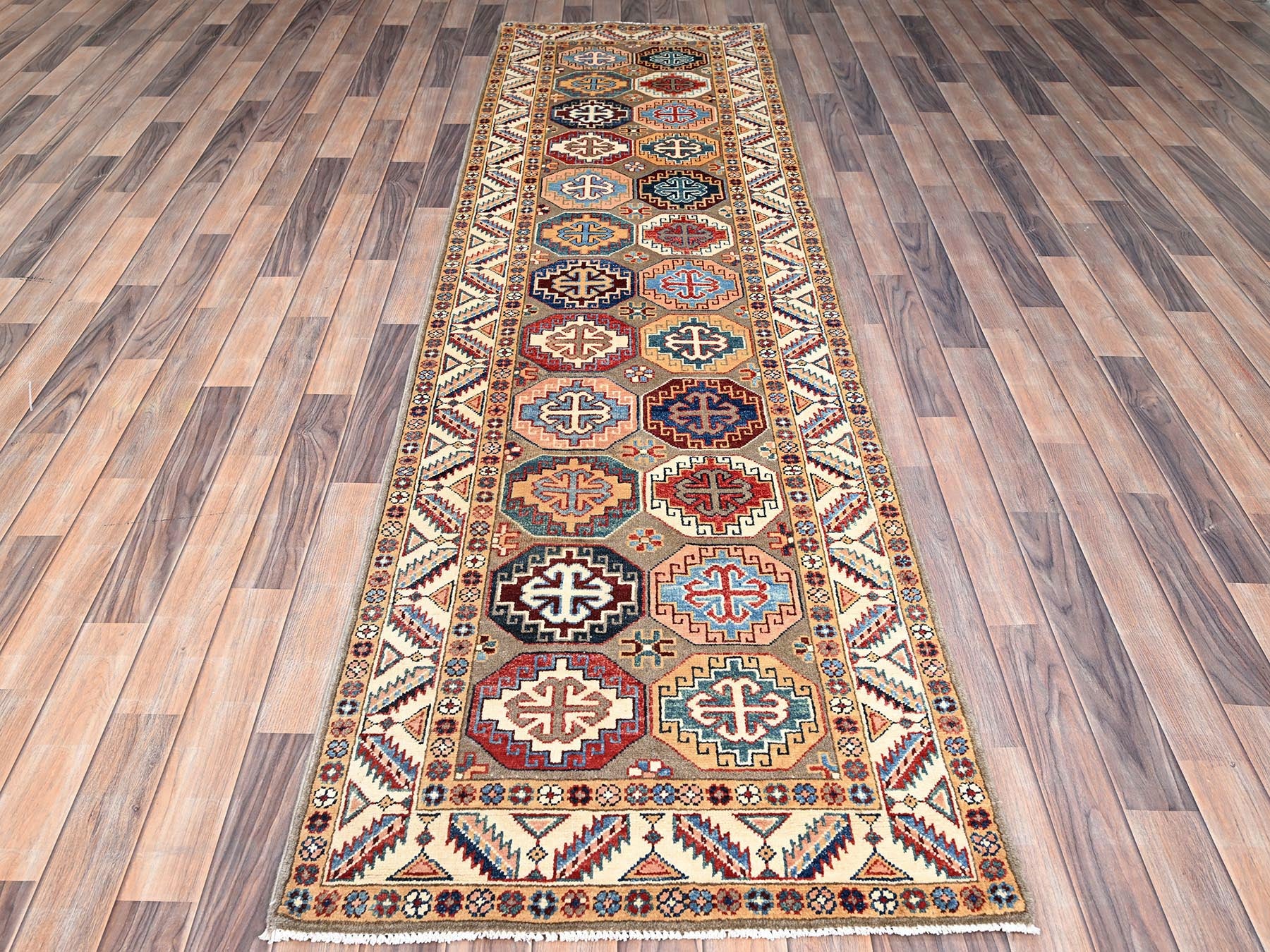 Gray 2'10" x 9'9" Tribal Hand knotted Wool Rug - Sku: O086249
