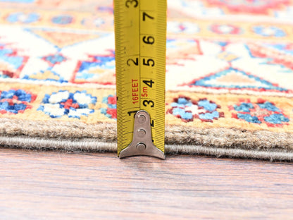 Kazak Kazak hand-knotted wool runner in Gray & Ivory, 2'10" x 9'9" — SKU O086249 (view 6)