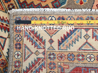 Kazak Kazak hand-knotted wool runner in Gray & Ivory, 2'10" x 9'9" — SKU O086249 (view 7)