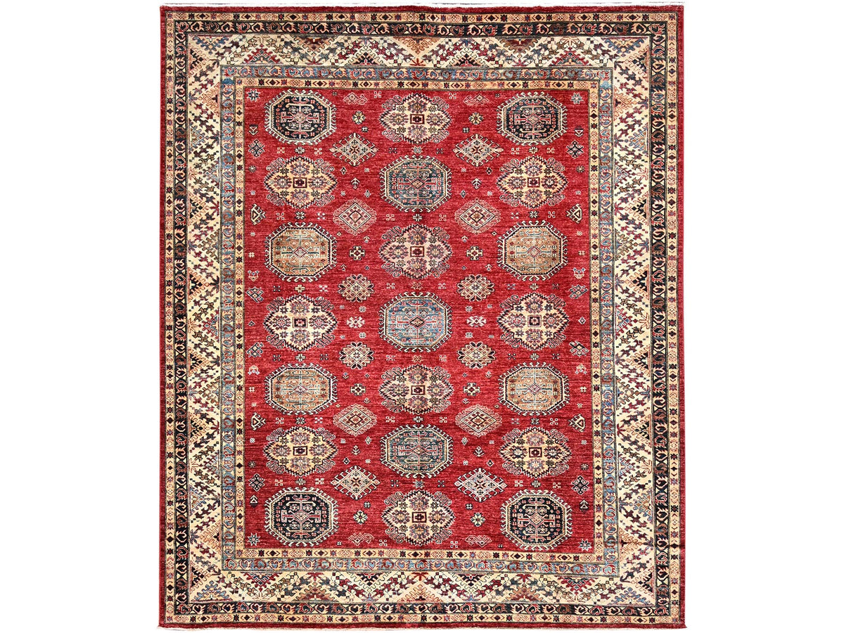 Kazak Kazak hand-knotted wool rug in Red & Ivory, 8'4" x 9'10" — SKU O086267
