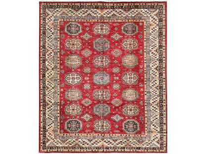 Kazak Kazak hand-knotted wool rug in Red & Ivory, 8'4" x 9'10" — SKU O086267