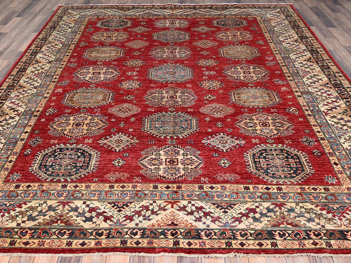 Kazak Kazak hand-knotted wool rug in Red & Ivory, 8'4" x 9'10" — SKU O086267 (view 2)