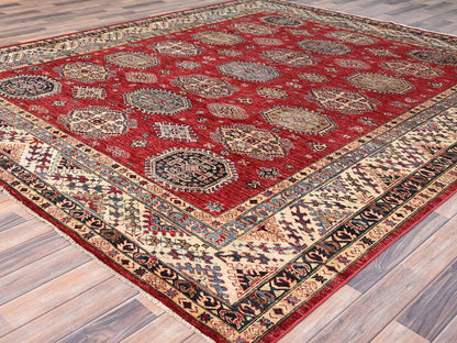 Kazak Kazak hand-knotted wool rug in Red & Ivory, 8'4" x 9'10" — SKU O086267 (view 3)