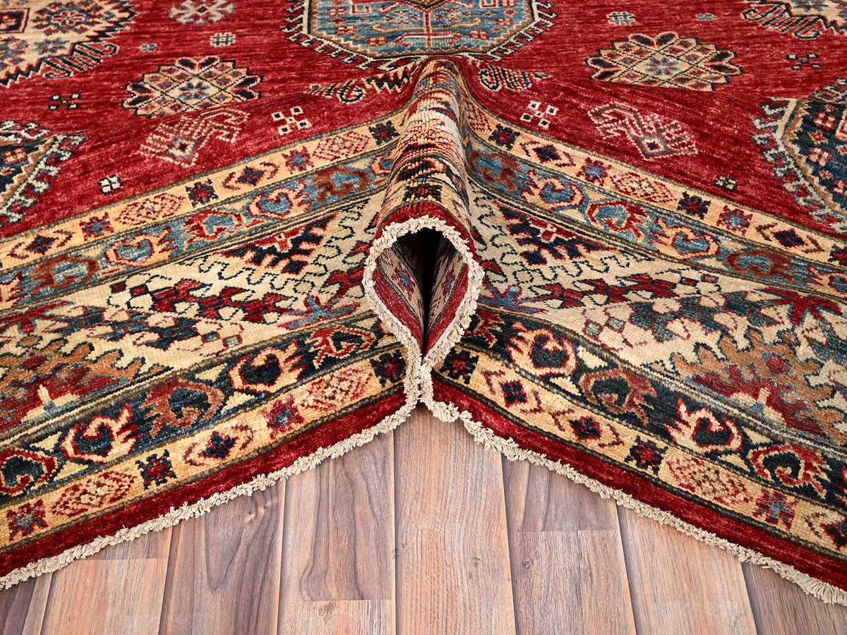 Kazak Kazak hand-knotted wool rug in Red & Ivory, 8'4" x 9'10" — SKU O086267 (view 5)