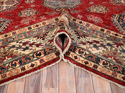 Kazak Kazak hand-knotted wool rug in Red & Ivory, 8'4" x 9'10" — SKU O086267 (view 5)