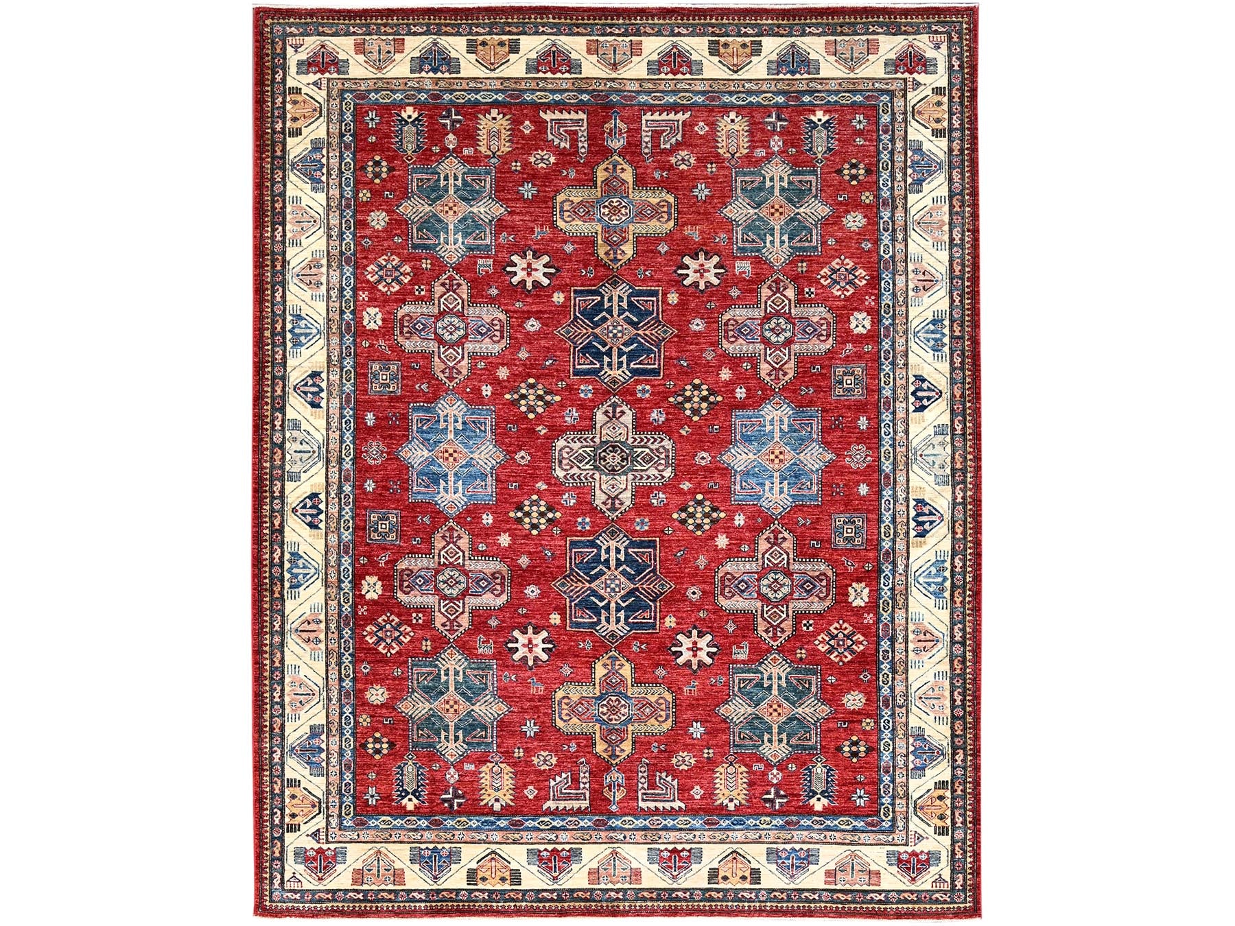 Kazak Kazak hand-knotted wool rug in Red & Ivory, 8'2" x 10'4" — SKU O086269