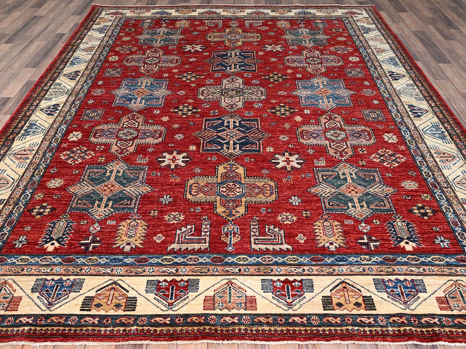 Kazak Kazak hand-knotted wool rug in Red & Ivory, 8'2" x 10'4" — SKU O086269 (view 2)