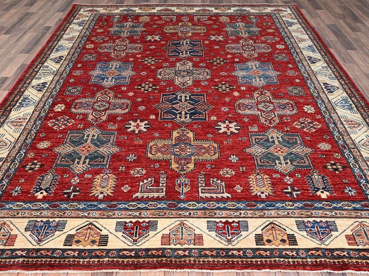 Kazak Kazak hand-knotted wool rug in Red & Ivory, 8'2" x 10'4" — SKU O086269 (view 2)