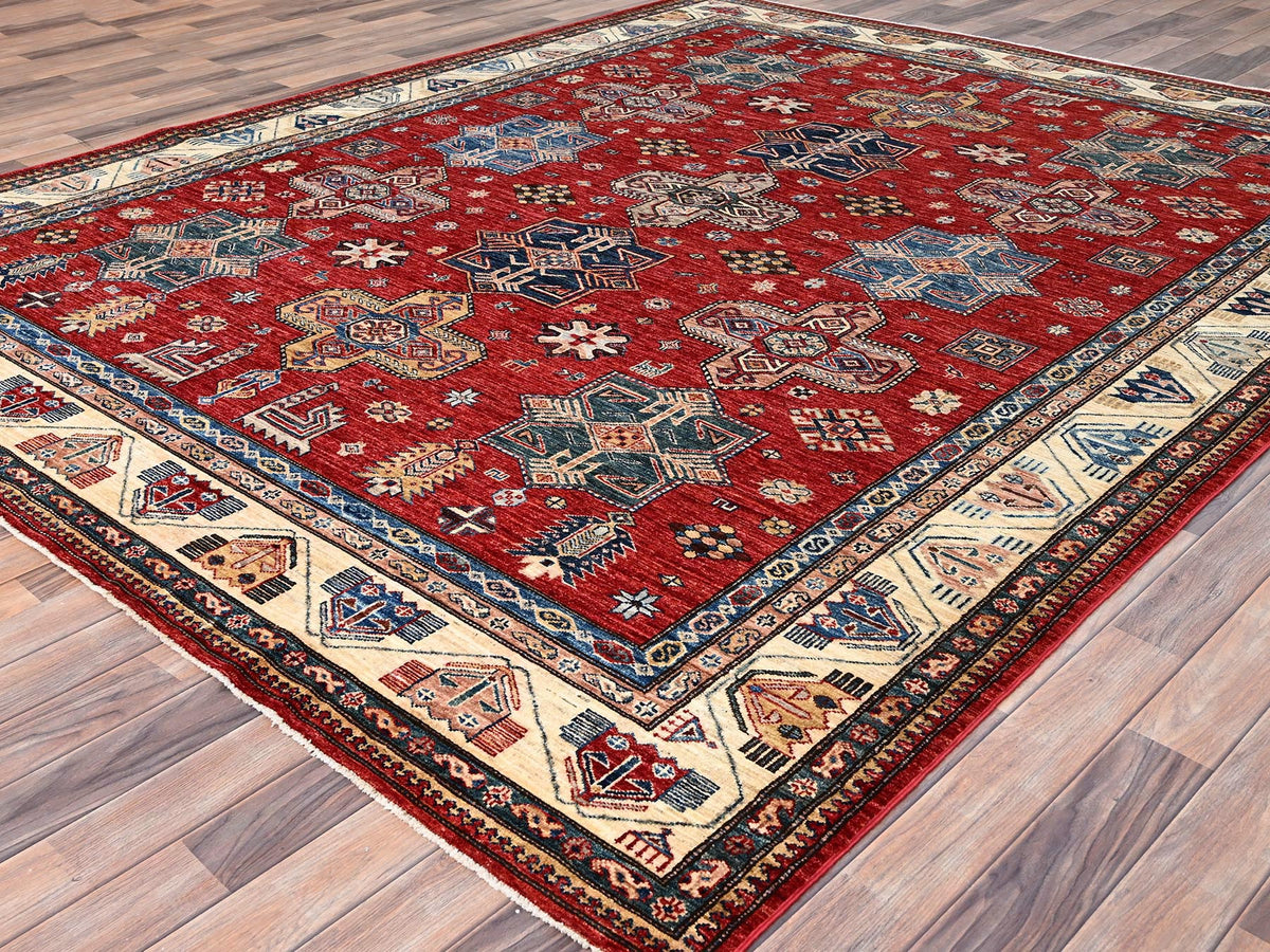 Kazak Kazak hand-knotted wool rug in Red & Ivory, 8'2" x 10'4" — SKU O086269 (view 3)