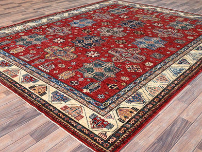 Kazak Kazak hand-knotted wool rug in Red & Ivory, 8'2" x 10'4" — SKU O086269 (view 3)