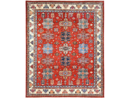 Kazak Kazak hand-knotted wool rug in Red & Ivory, 8'2" x 9'10" — SKU O086273
