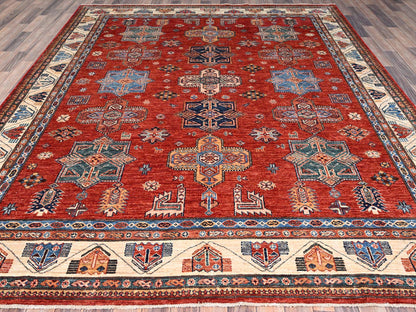Kazak Kazak hand-knotted wool rug in Red & Ivory, 8'2" x 9'10" — SKU O086273 (view 2)