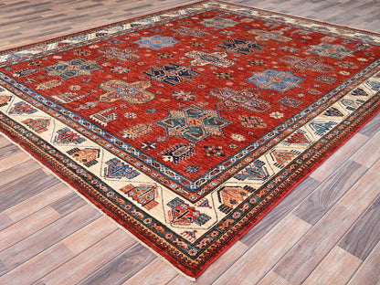Kazak Kazak hand-knotted wool rug in Red & Ivory, 8'2" x 9'10" — SKU O086273 (view 3)