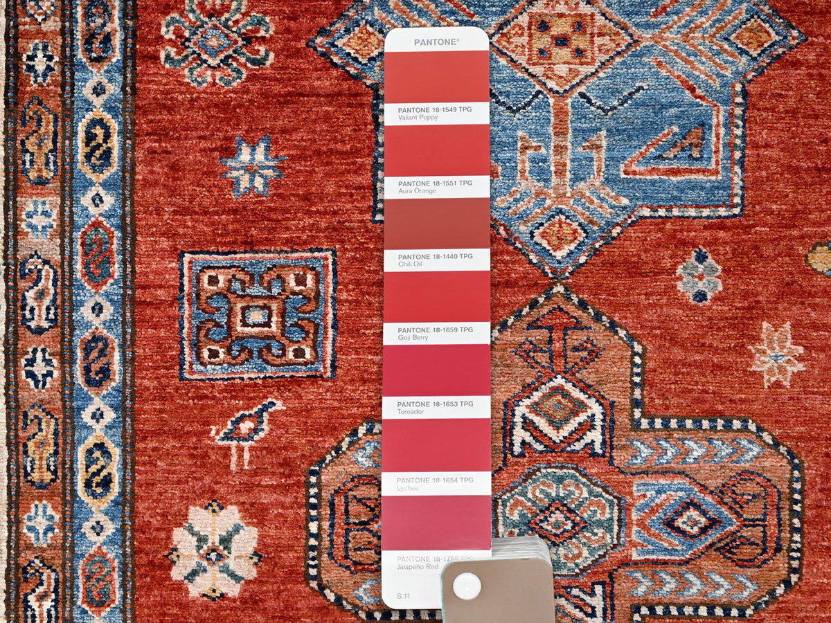 Kazak Kazak hand-knotted wool rug in Red & Ivory, 8'2" x 9'10" — SKU O086273 (view 7)